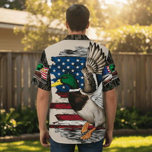 Vintage Mallard Duck Hunting Camo Hawaiian Shirt