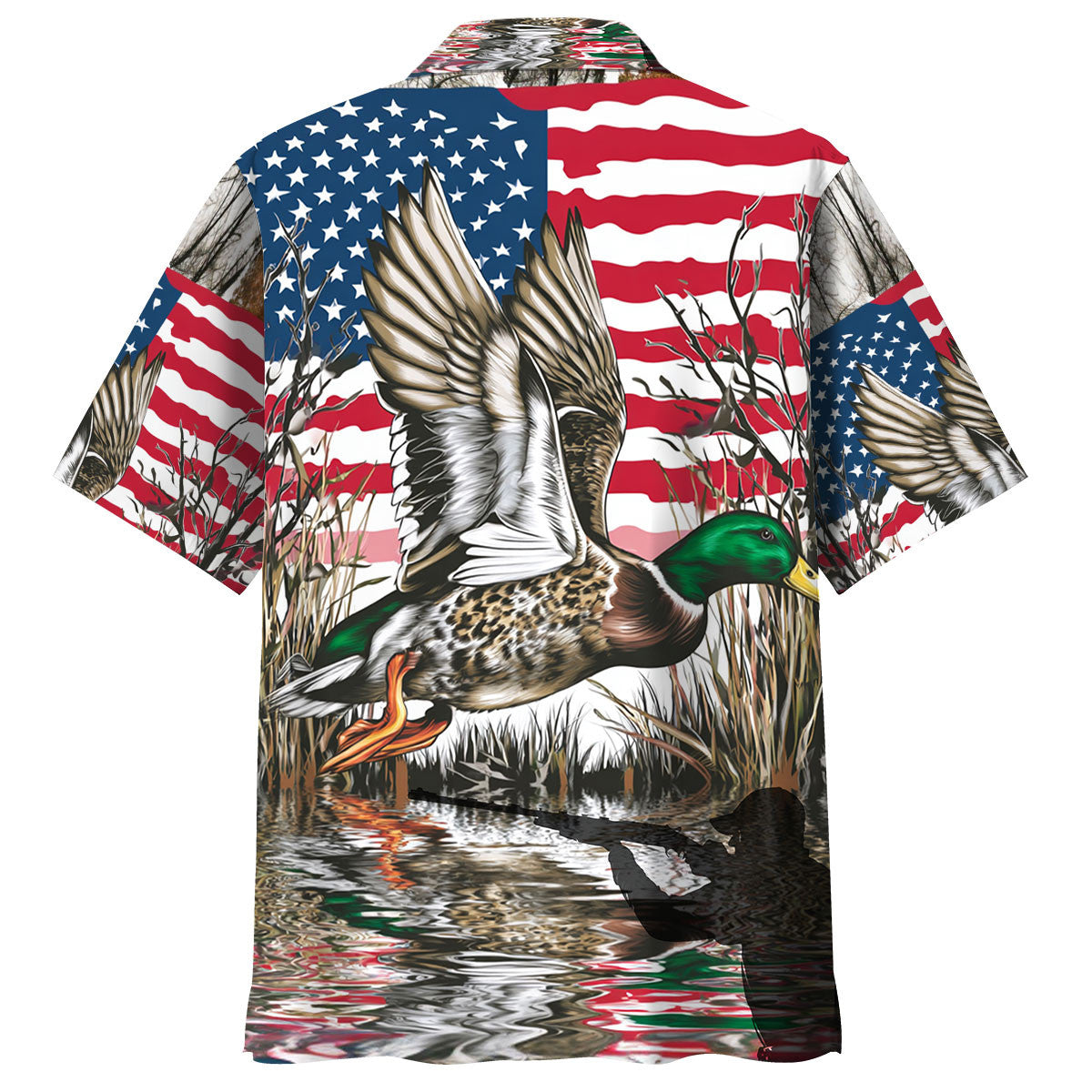 America Mallard Duck Hunting Camo Hawaiian Shirt