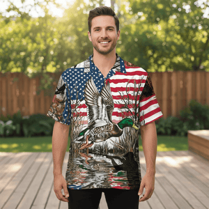 America Mallard Duck Hunting Camo Hawaiian Shirt