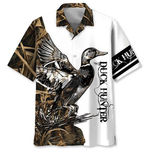 Vintage Graphic Duck Hunting Hawaiian Shirt