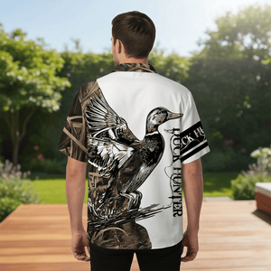 Vintage Graphic Duck Hunting Hawaiian Shirt
