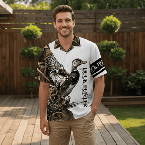 Vintage Graphic Duck Hunting Hawaiian Shirt