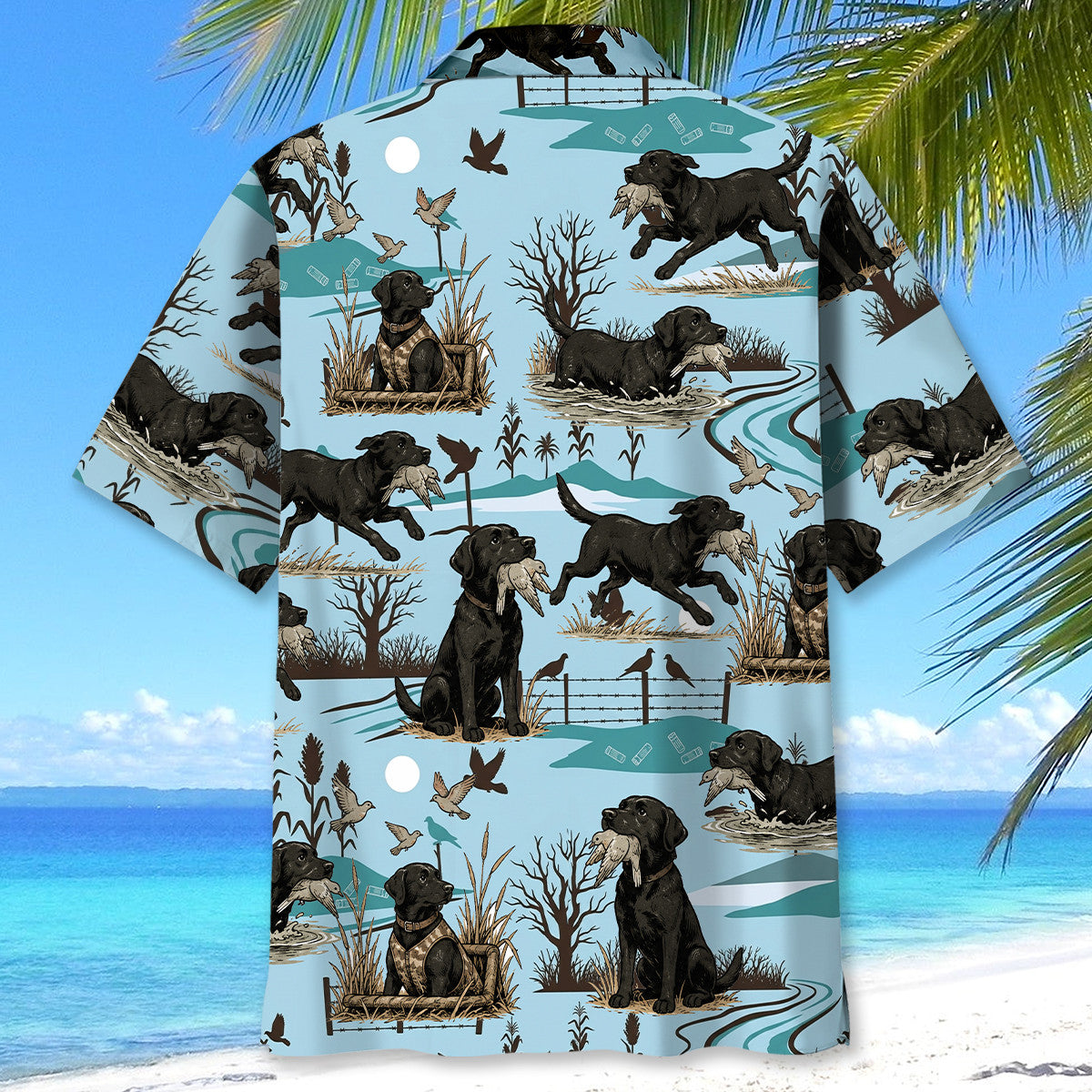 Black Labrador Retriever And Dove Hunting Hawaiian Shirt