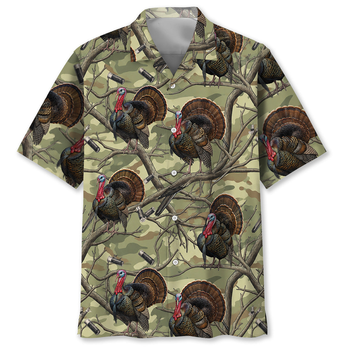 Vintage Wild Turkey Hunting Camouflage Hawaiian Shirt