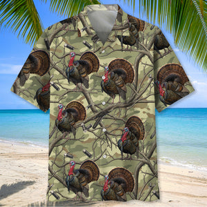 Vintage Wild Turkey Hunting Camouflage Hawaiian Shirt