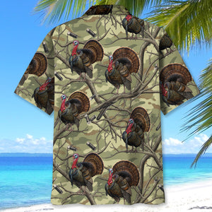 Vintage Wild Turkey Hunting Camouflage Hawaiian Shirt
