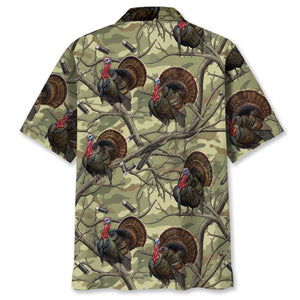 Vintage Wild Turkey Hunting Camouflage Hawaiian Shirt