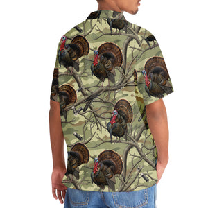 Vintage Wild Turkey Hunting Camouflage Hawaiian Shirt