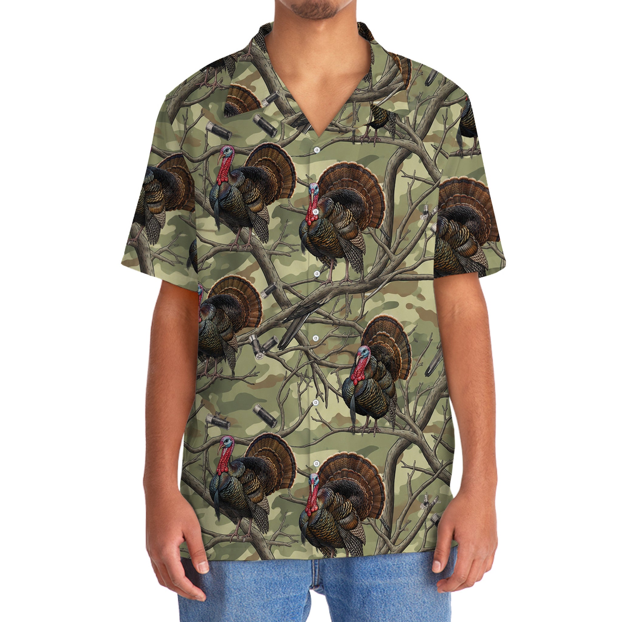 Vintage Wild Turkey Hunting Camouflage Hawaiian Shirt