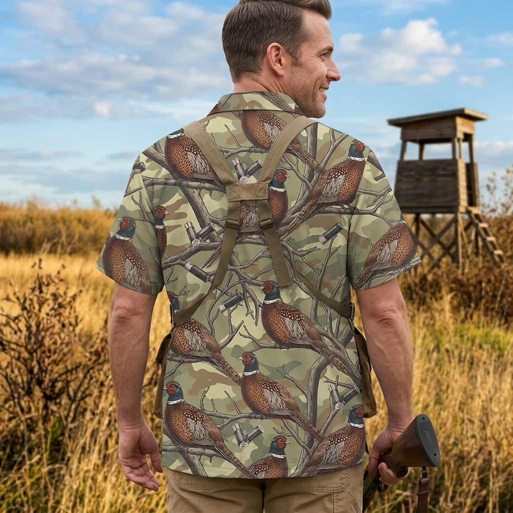 Vintage Pheasant Hunting Camouflage Hawaiian Shirt