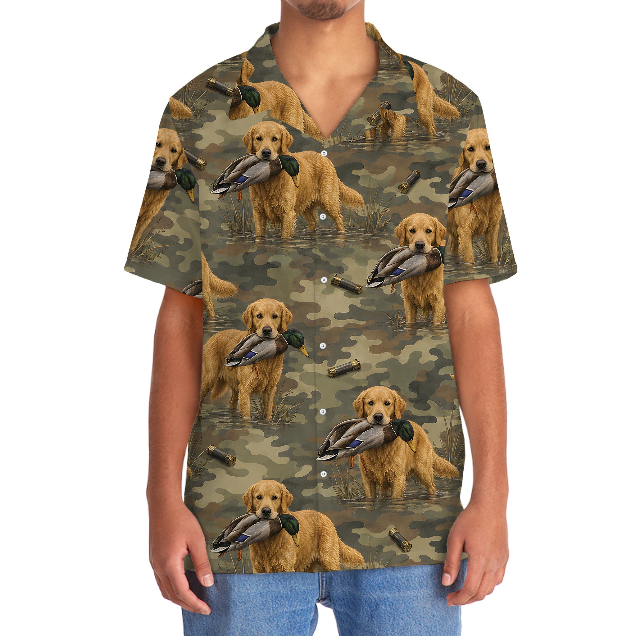 Golden Retriever Retriver Duck Hunting Camouflage Hawaiian Shirt