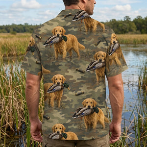 Golden Retriever Retriver Duck Hunting Camouflage Hawaiian Shirt