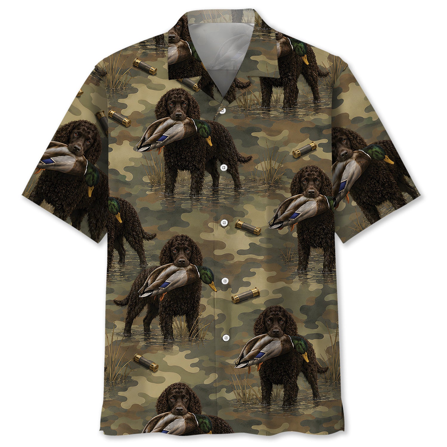 American Water Spaniel Duck Hunting Camouflage Hawaiian Shirt