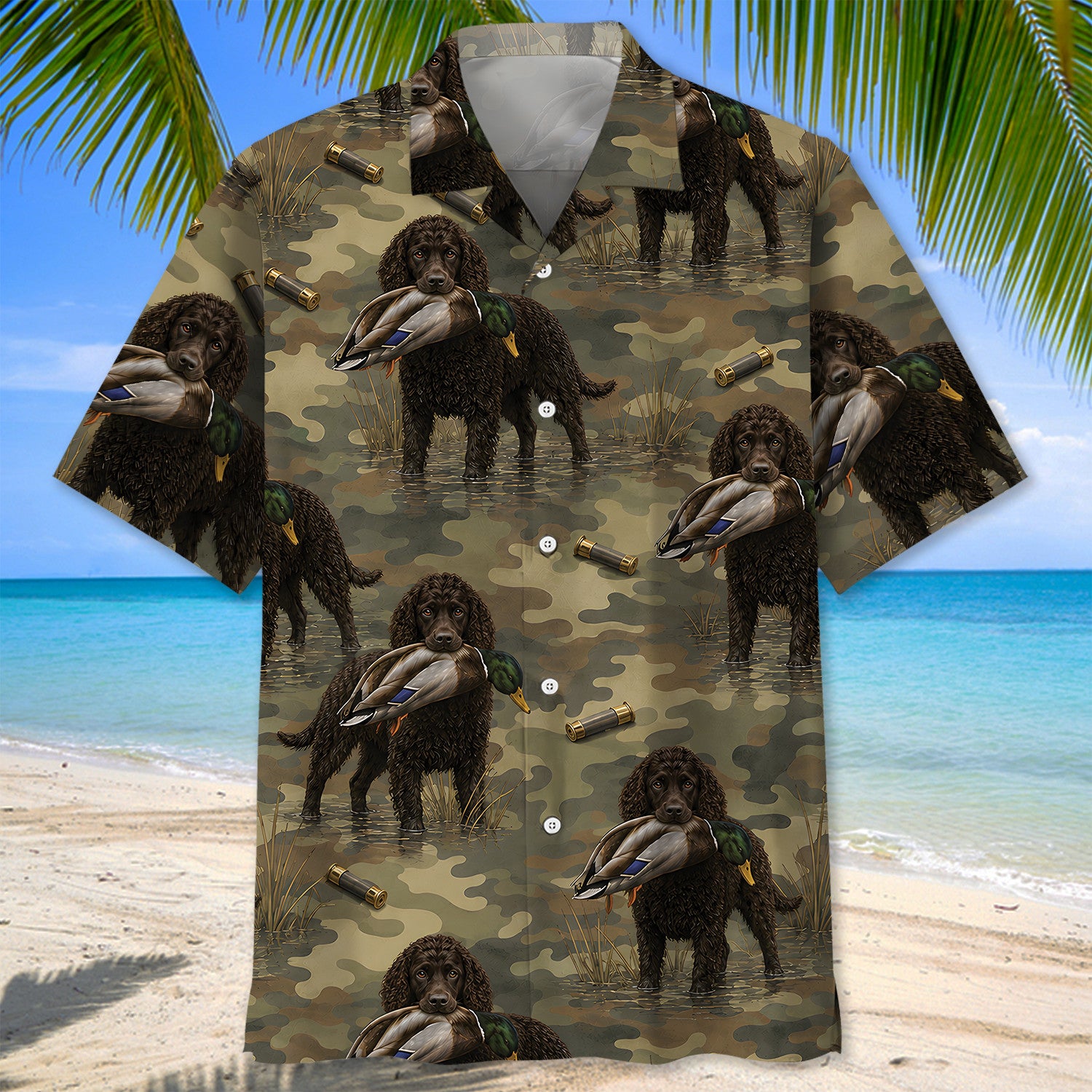 American Water Spaniel Duck Hunting Camouflage Hawaiian Shirt