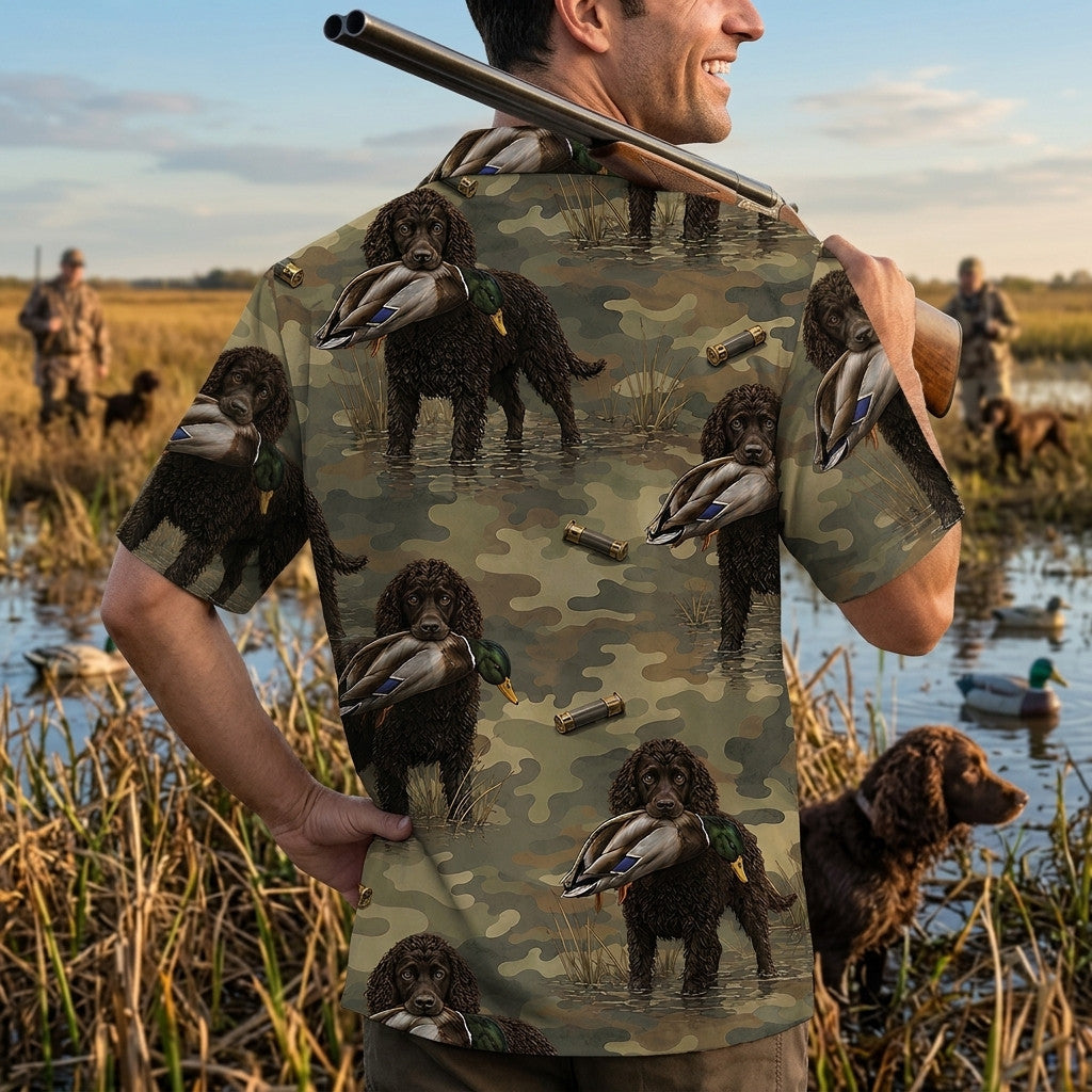 American Water Spaniel Duck Hunting Camouflage Hawaiian Shirt
