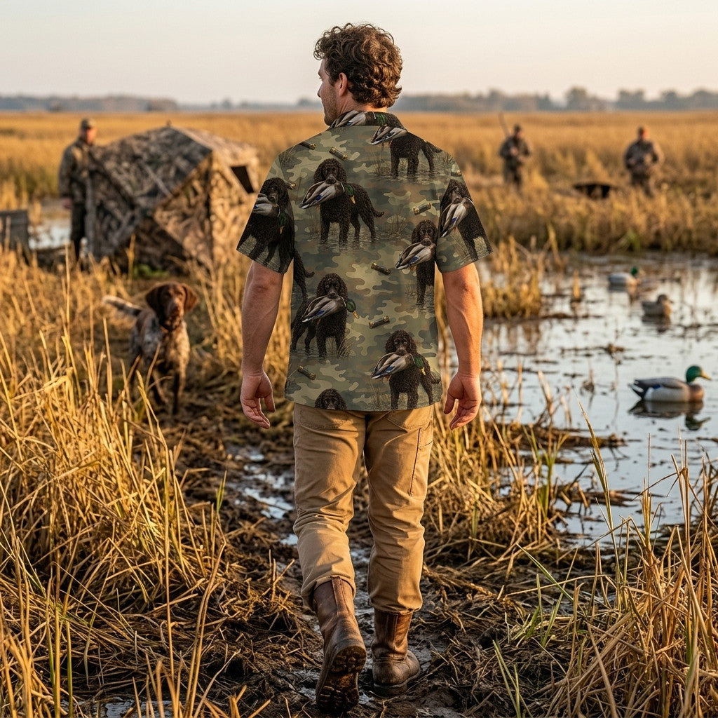 American Water Spaniel Duck Hunting Camouflage Hawaiian Shirt