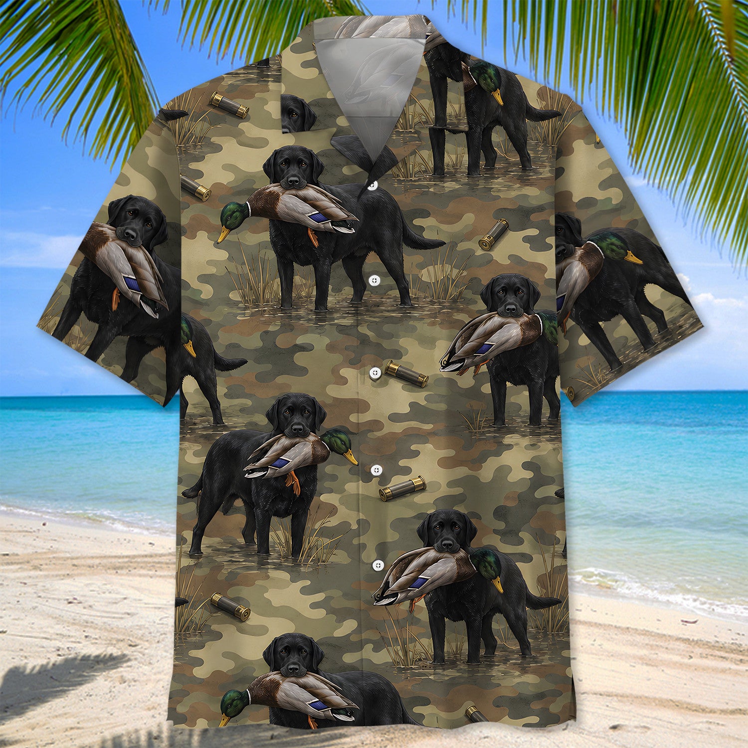 Black Labrador Retriver Duck Hunting Camouflage Hawaiian Shirt
