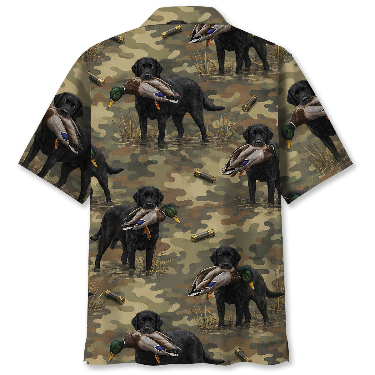 Black Labrador Retriver Duck Hunting Camouflage Hawaiian Shirt