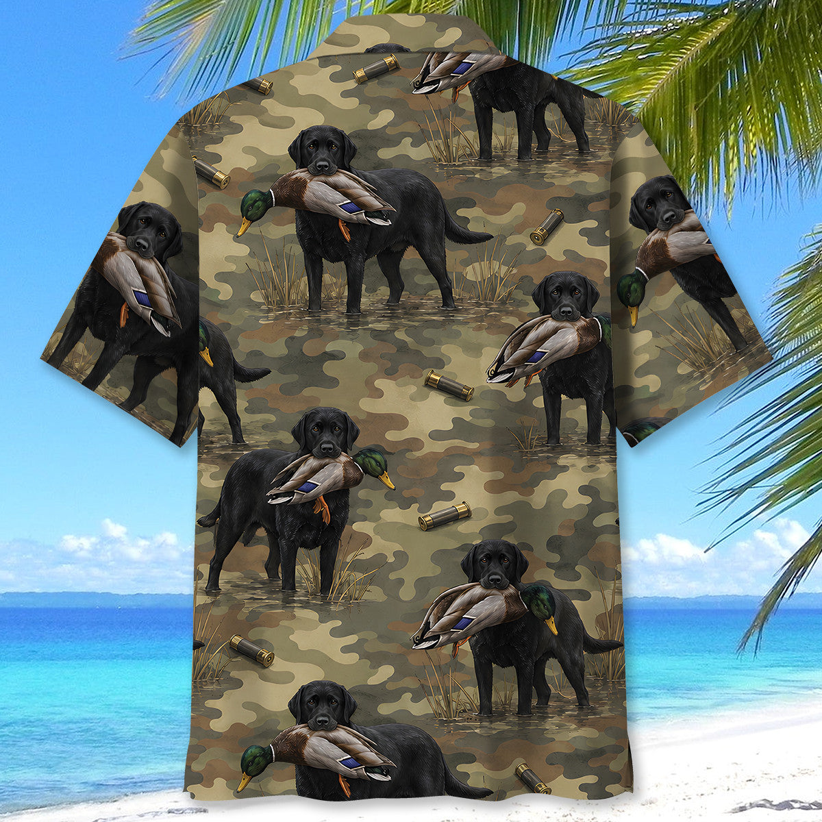 Black Labrador Retriver Duck Hunting Camouflage Hawaiian Shirt