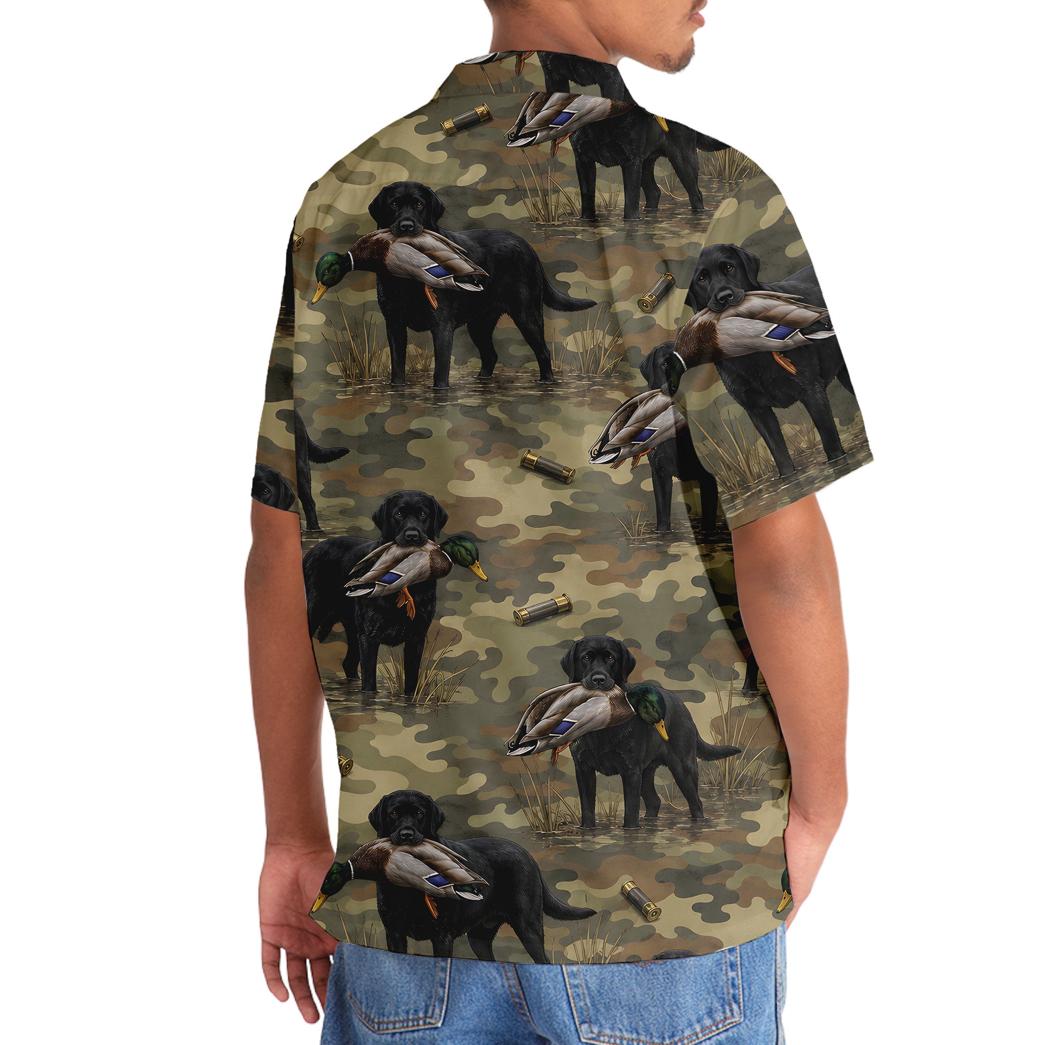 Black Labrador Retriver Duck Hunting Camouflage Hawaiian Shirt