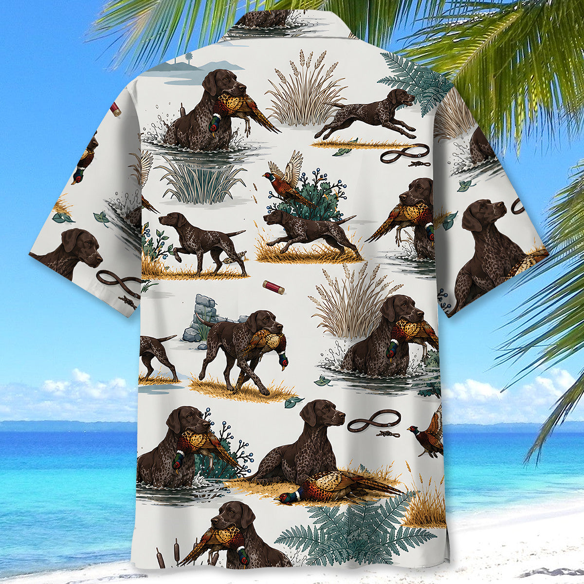 Solid Liver German Shorthaired Pointer Pheasant Hunting Hawaiian Shirt