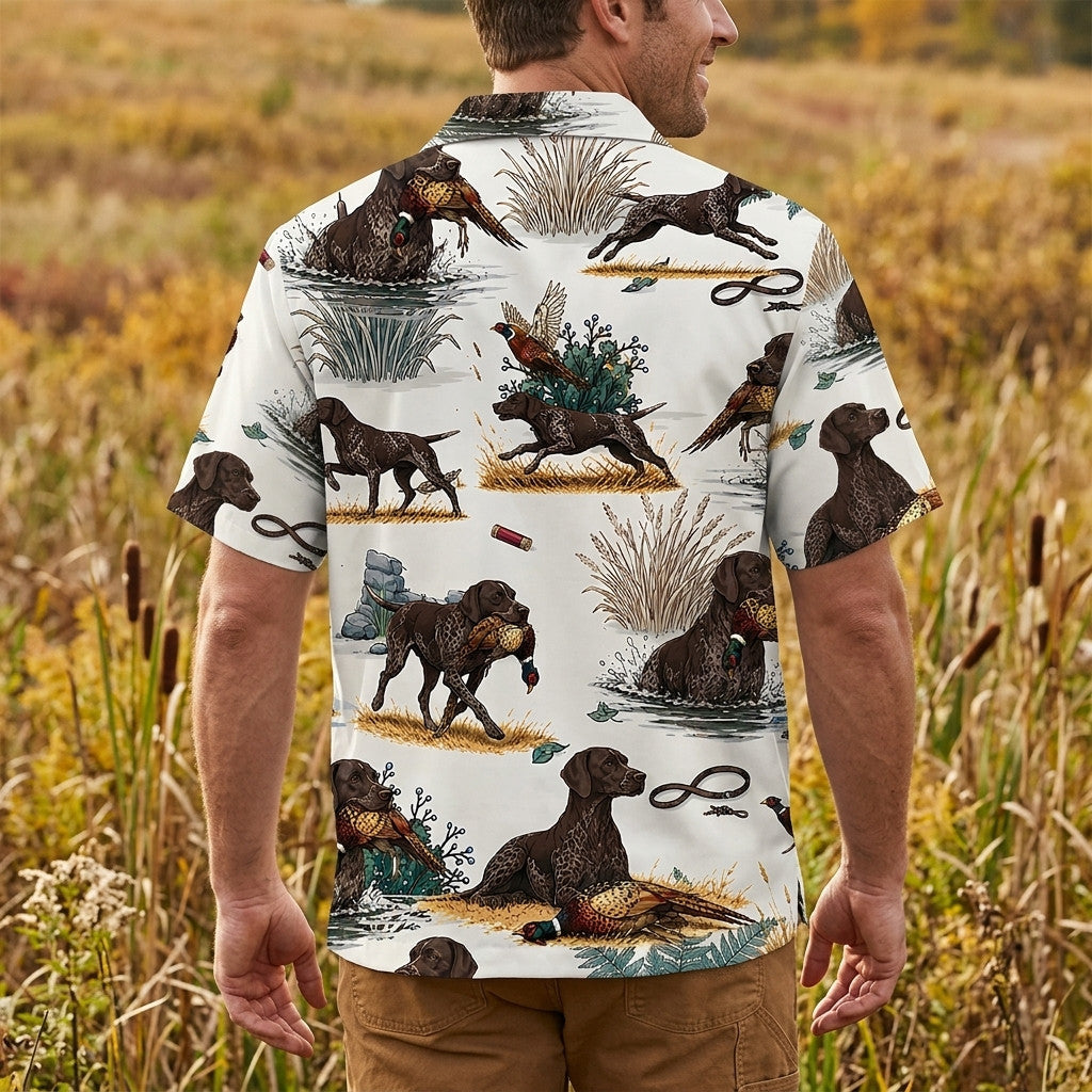 Solid Liver German Shorthaired Pointer Pheasant Hunting Hawaiian Shirt