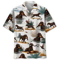 Chocolate Labrador Retriever Pheasant Hunting Hawaiian Shirt