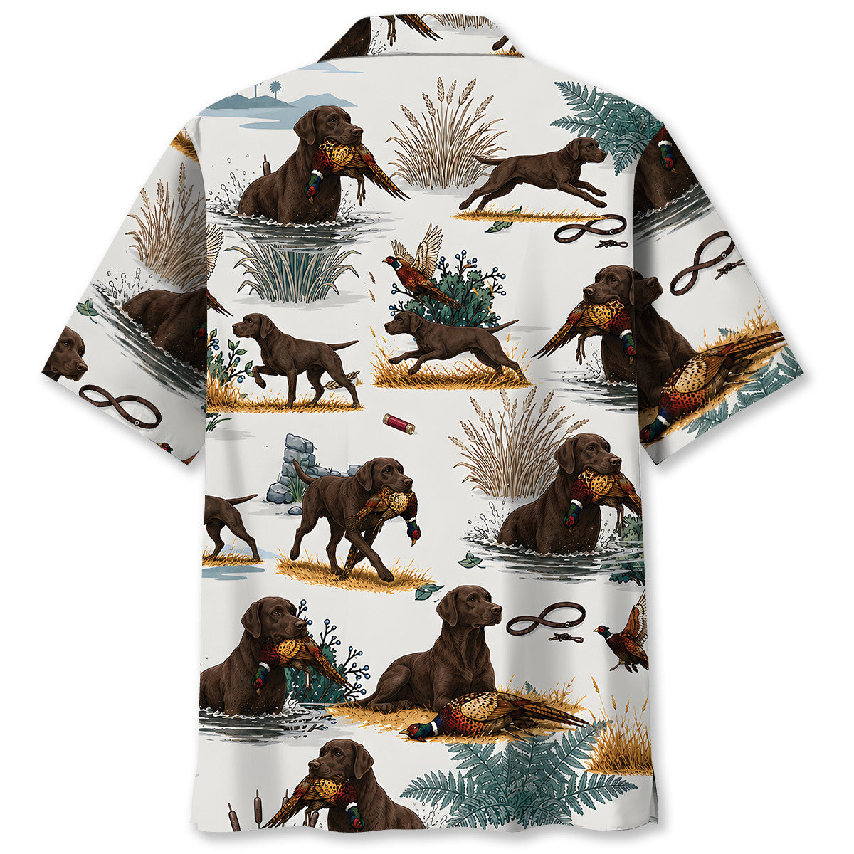 Chocolate Labrador Retriever Pheasant Hunting Hawaiian Shirt