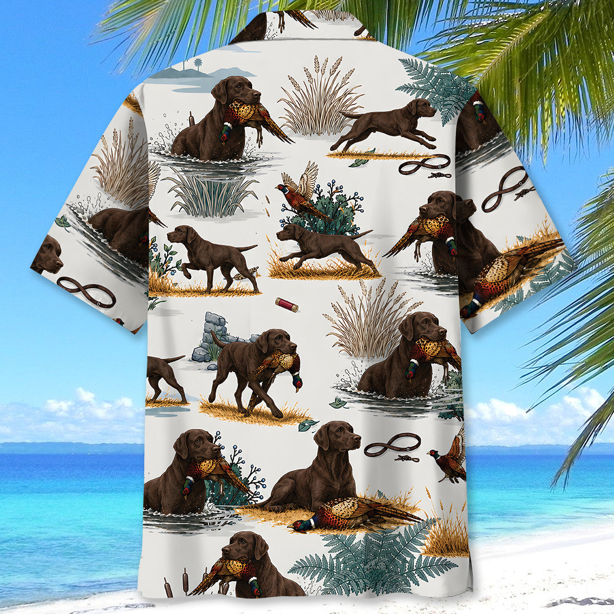Chocolate Labrador Retriever Pheasant Hunting Hawaiian Shirt