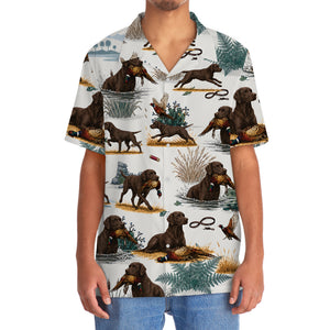 Chocolate Labrador Retriever Pheasant Hunting Hawaiian Shirt