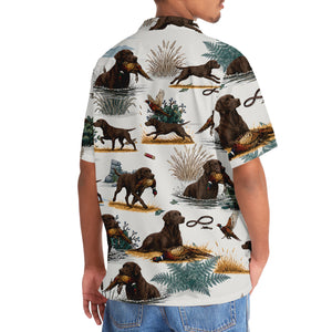 Chocolate Labrador Retriever Pheasant Hunting Hawaiian Shirt