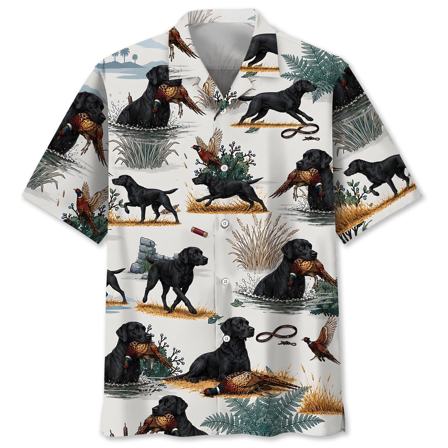 Black Labrador Pheasant Hunting Hawaiian Shirt