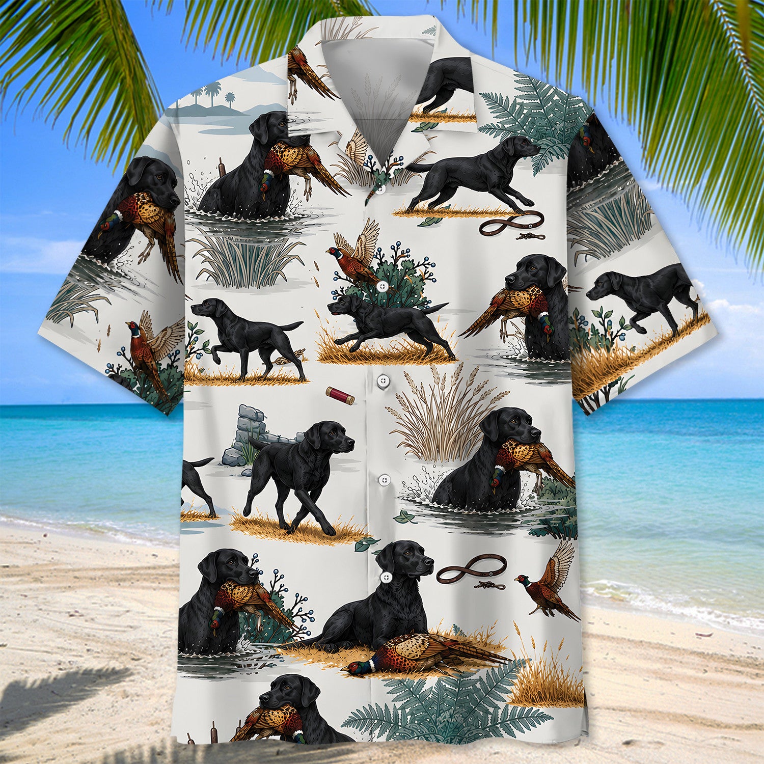 Black Labrador Pheasant Hunting Hawaiian Shirt