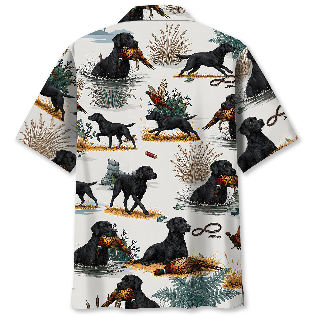 Black Labrador Pheasant Hunting Hawaiian Shirt