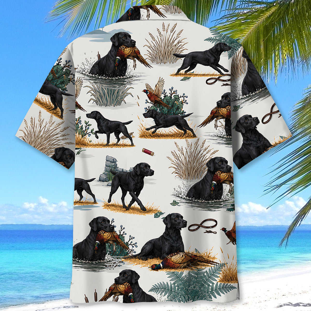 Black Labrador Pheasant Hunting Hawaiian Shirt