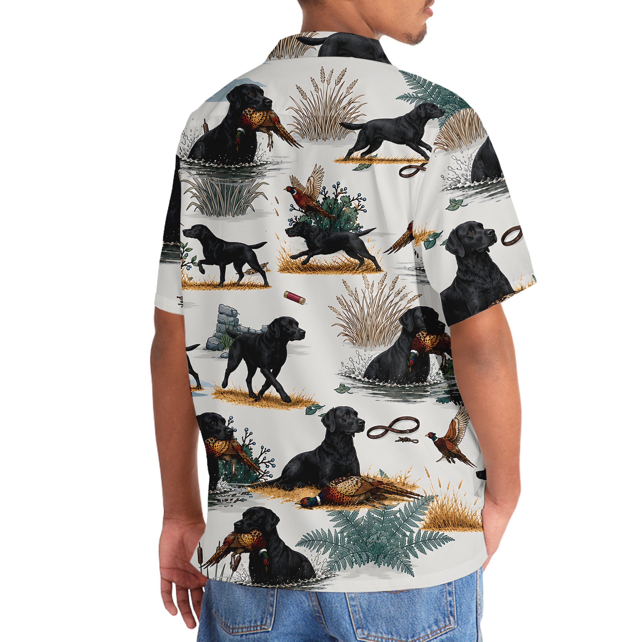 Black Labrador Pheasant Hunting Hawaiian Shirt