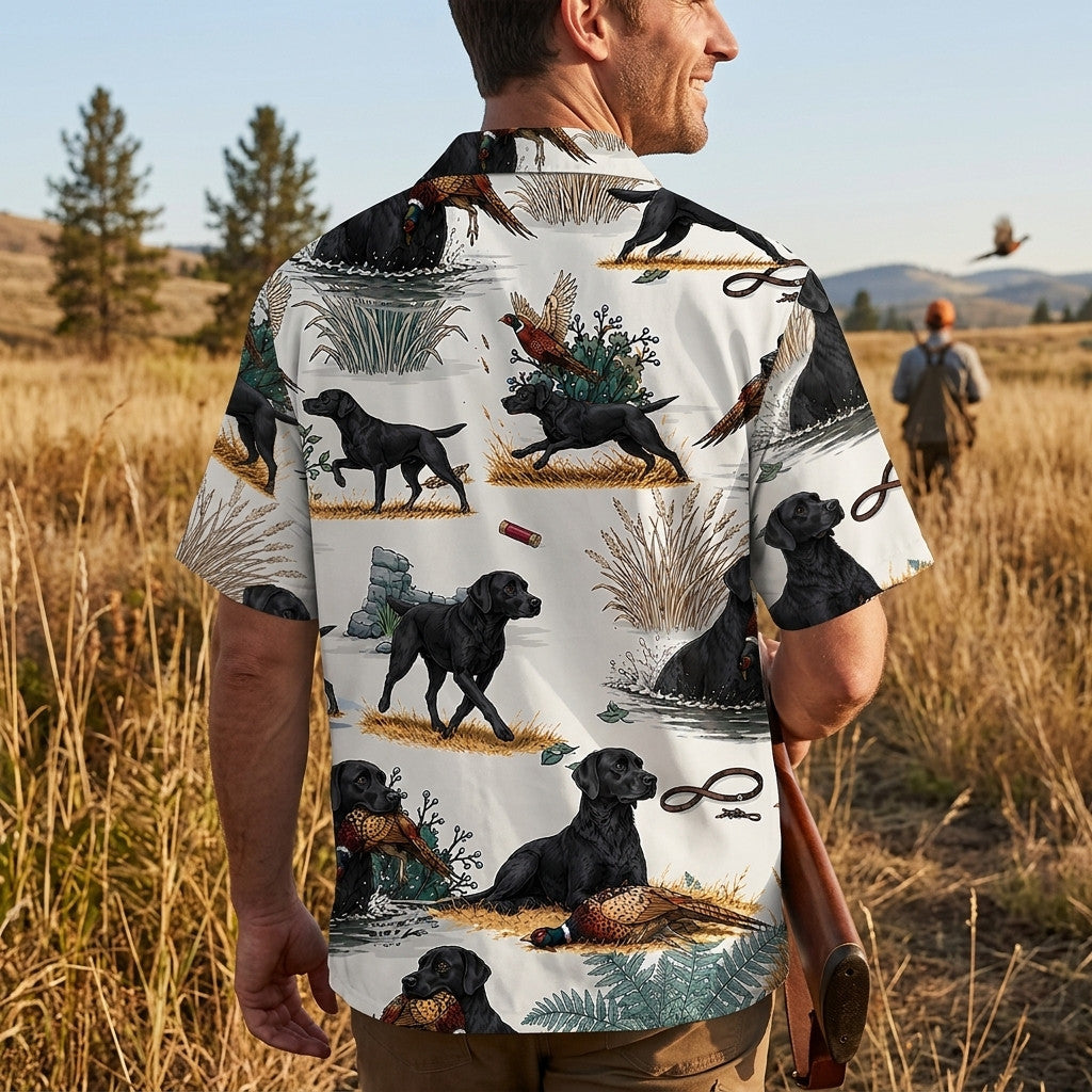 Black Labrador Pheasant Hunting Hawaiian Shirt