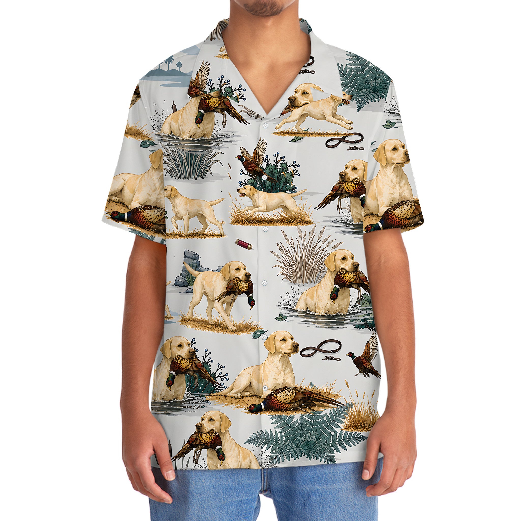 Yellow Labrador Retriever Pheasant Hunting Hawaiian Shirt