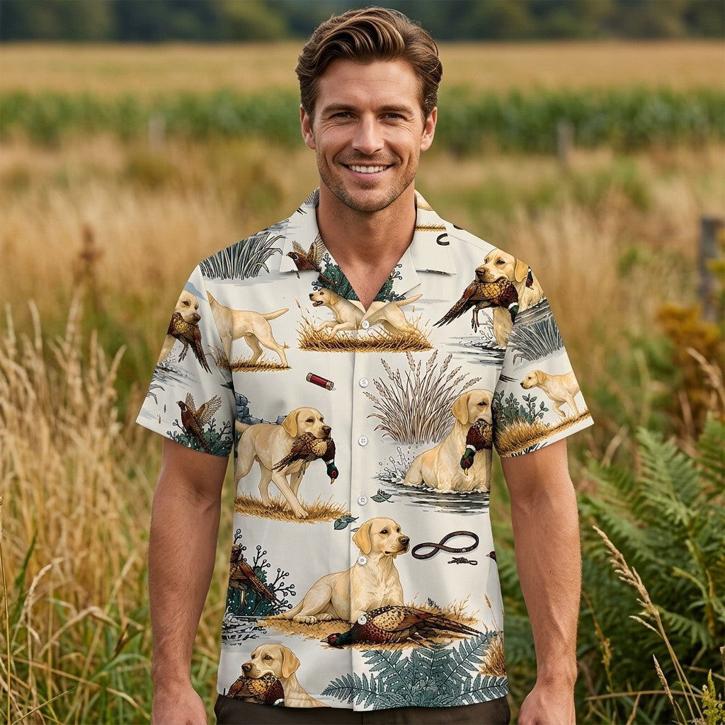 Yellow Labrador Retriever Pheasant Hunting Hawaiian Shirt