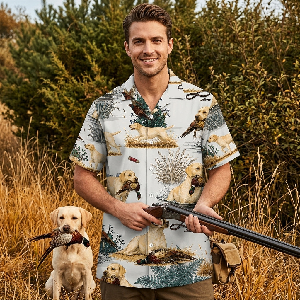 Yellow Labrador Retriever Pheasant Hunting Hawaiian Shirt
