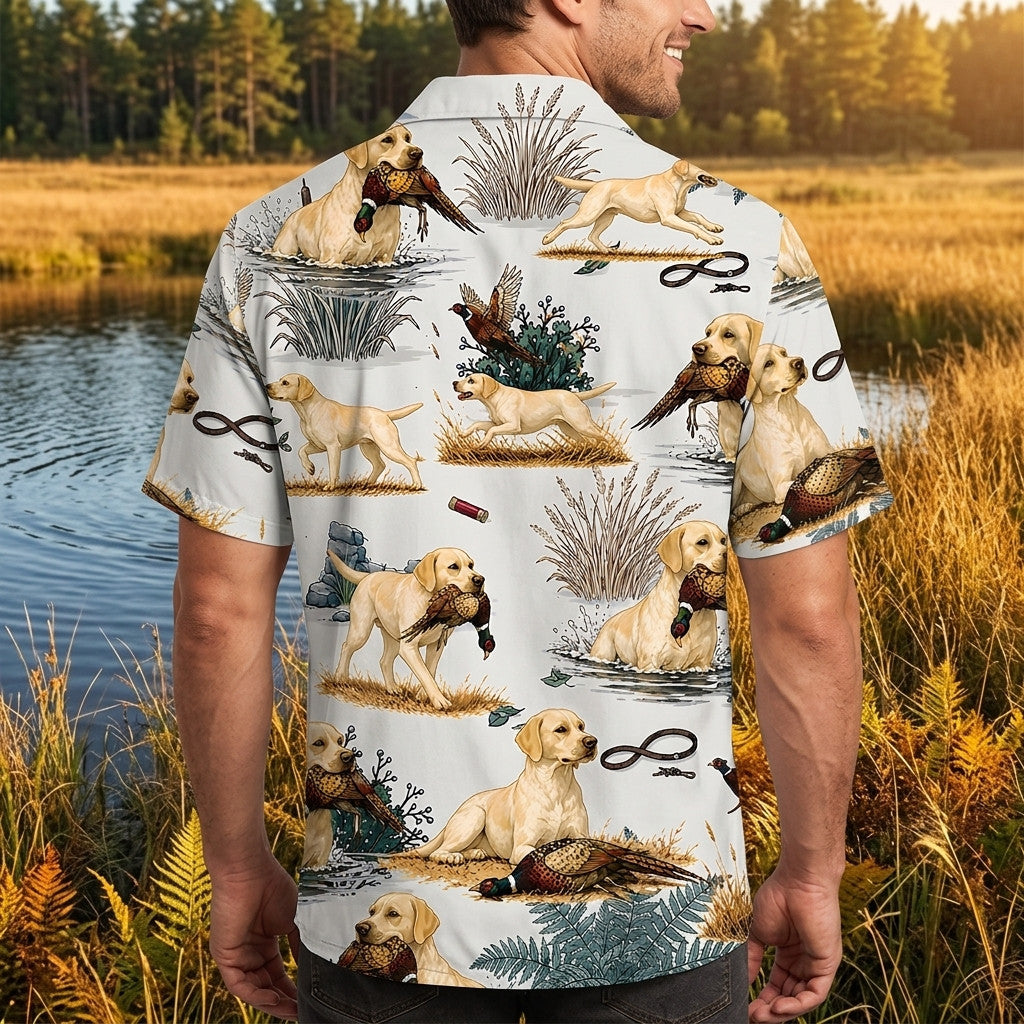 Yellow Labrador Retriever Pheasant Hunting Hawaiian Shirt