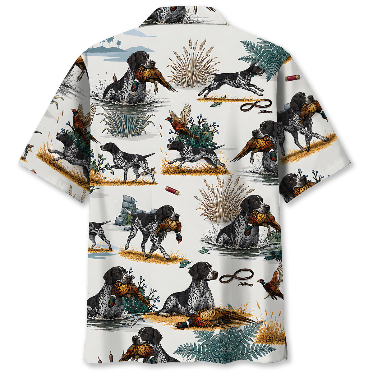Black & White German Shorthaired Pointer Pheasant Hunting Hawaiian Shirt