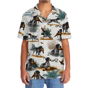 Black & White German Shorthaired Pointer Pheasant Hunting Hawaiian Shirt
