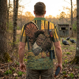 Wild Turkey In The Forest Men Polo Shirt