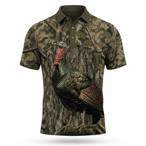 Turkey Hunter Camouflage Men Polo Shirt