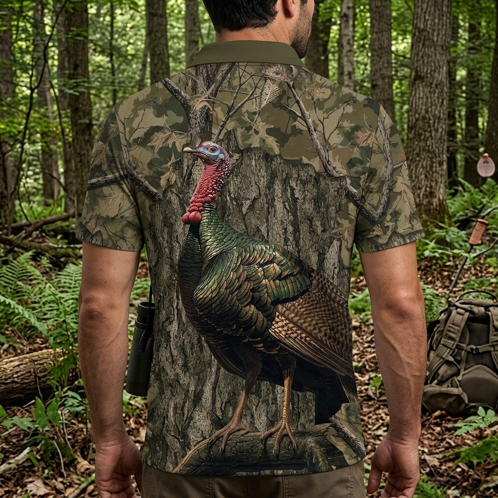 Turkey Hunter Camouflage Men Polo Shirt