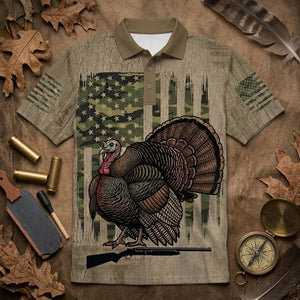 Wild Turkey Hunting America Men Polo Shirt