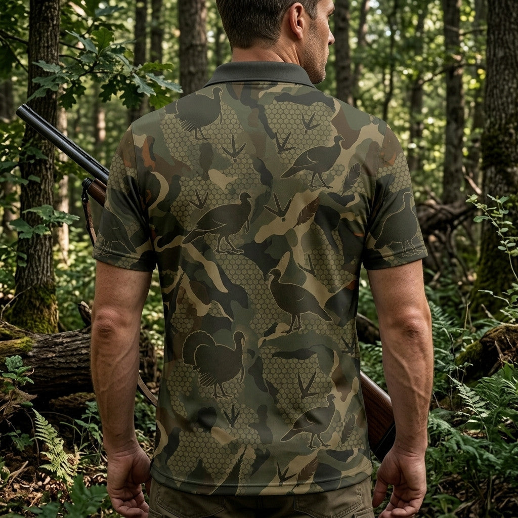 Wildturkey Hunting Camouflage Men Polo Shirt