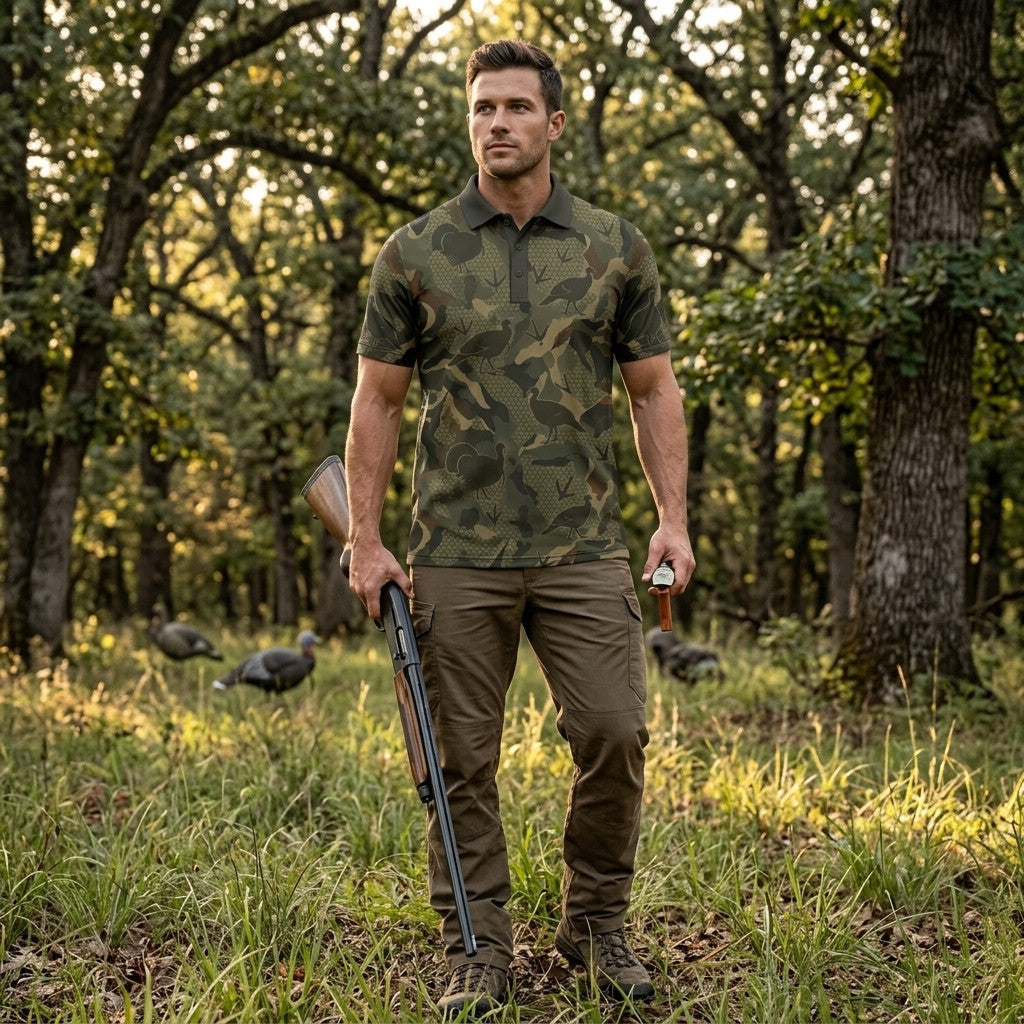 Wildturkey Hunting Camouflage Men Polo Shirt