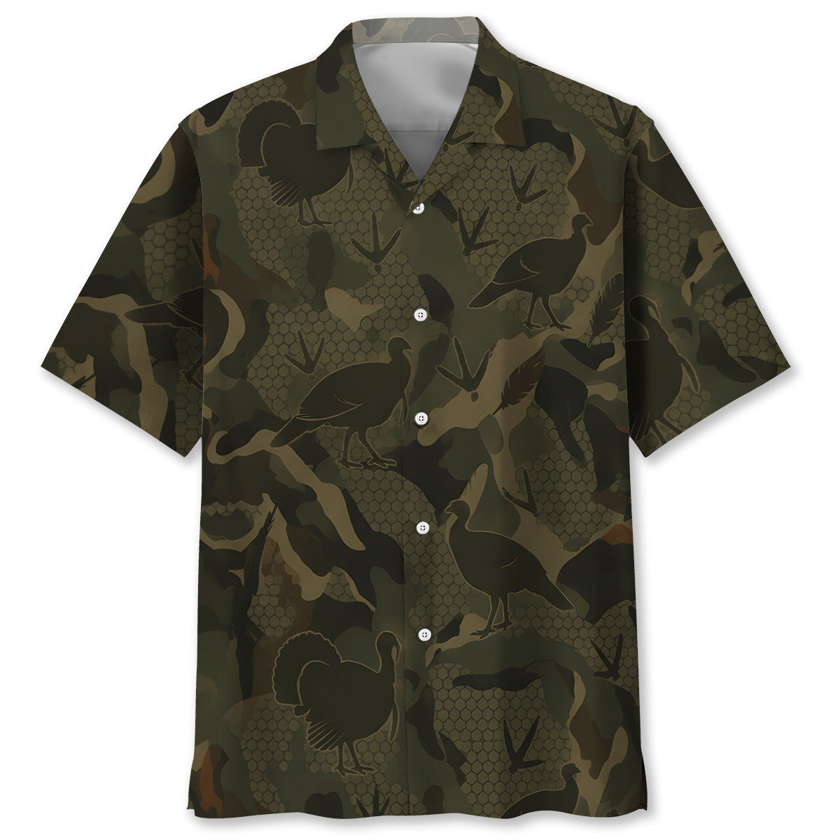 Wild Turkey Camouflage Hunting Hawaiian Shirt
